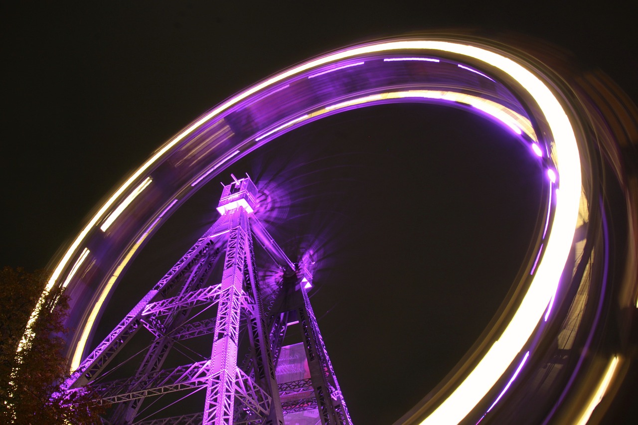 Prater, Ferris Ratas, Vienna, Pramogų Parkas, Austria, Naktis, Apšviestas, Žibintai, Nemokamos Nuotraukos,  Nemokama Licenzija