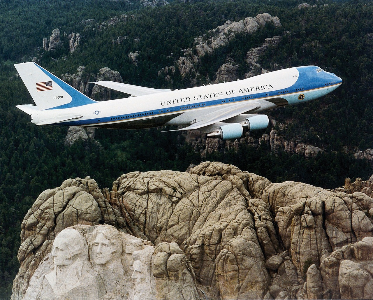 Prezidento Mašina, Orlaivis, Oro Pajėgų Vienas, Rašmoro Kalnas, Boeing, 474, Vc 25A, Jungtinės Valstijos, Usa, Prezidentas