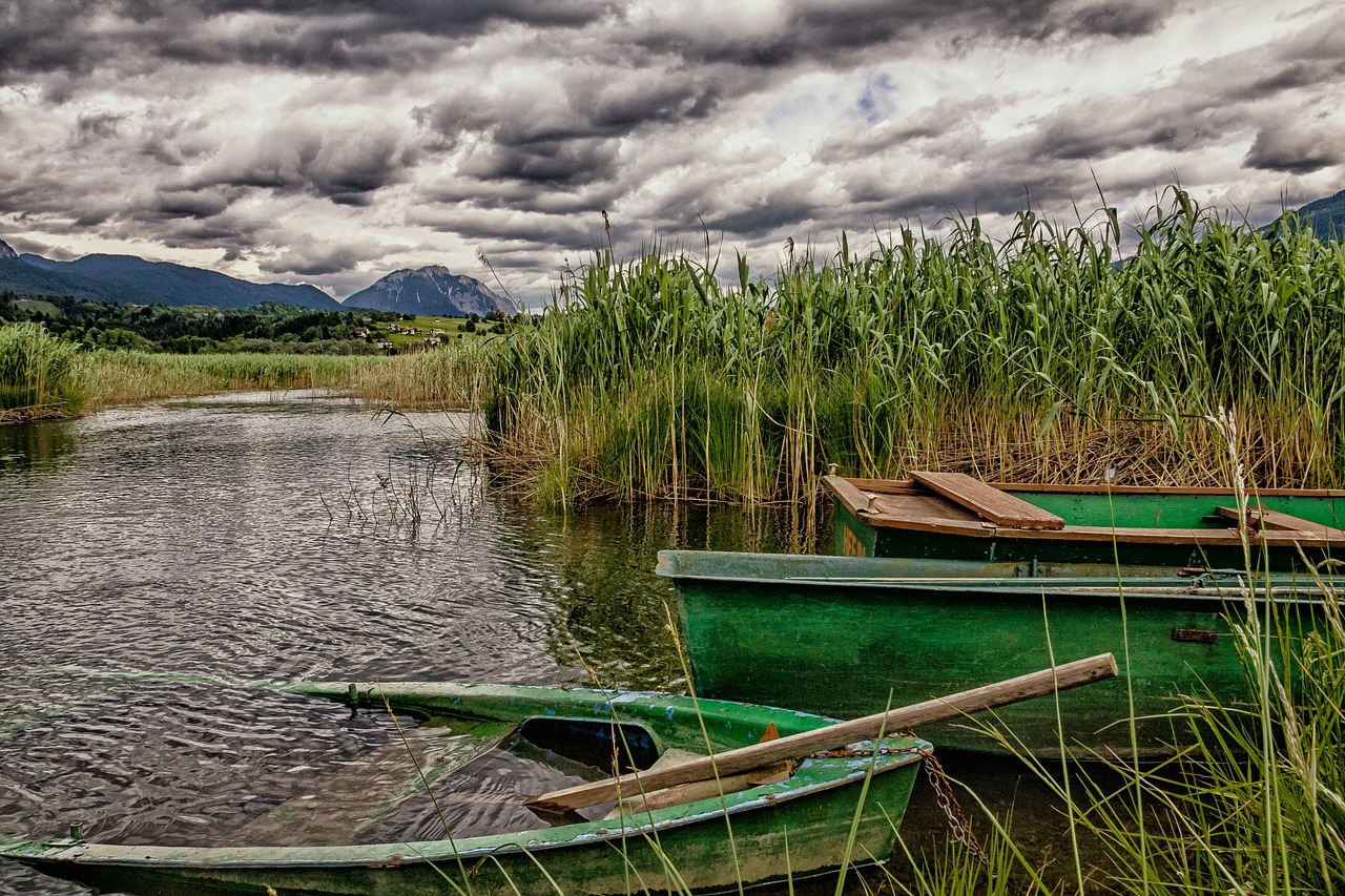 Spaudegger See, Karintija, Irklavimo Valtis, Hermagoras, Debesys, Nendrė, Vanduo, Valtys, Ežeras, Dangus