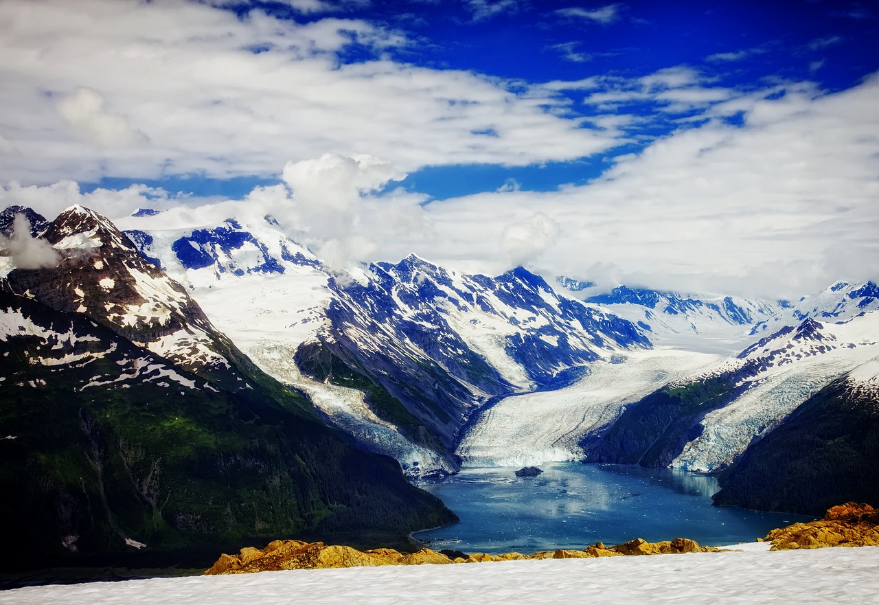 Princas Williamas Garsas, Alaska, Fjordas, Ledynai, Ledas, Vanduo, Gamta, Šaltas, Kalnai, Sniegas