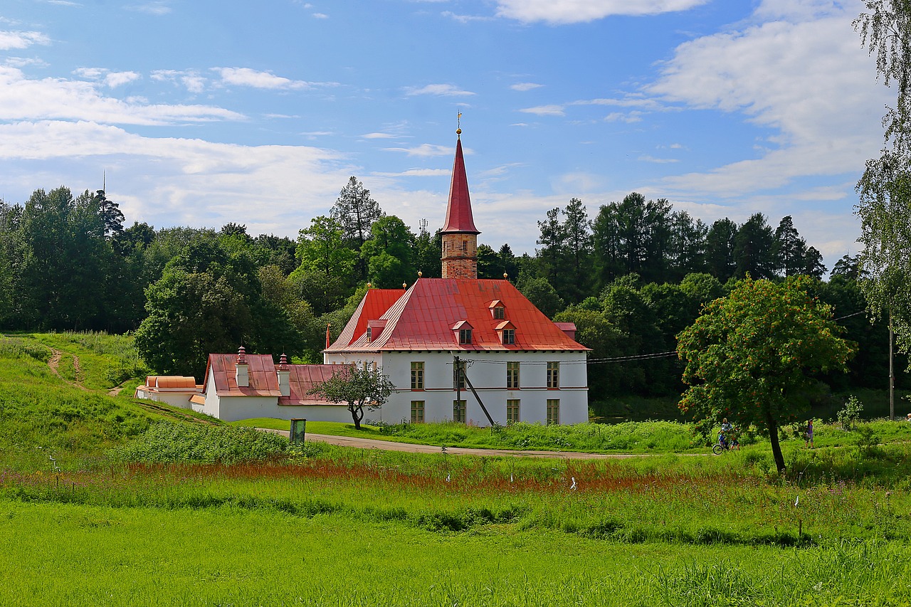 Rūmų Rūmai, Gatchina, Rusija, Vaikščioti, Gamta, Kraštovaizdis, Parkas, Rūmai, Medis, Dangus