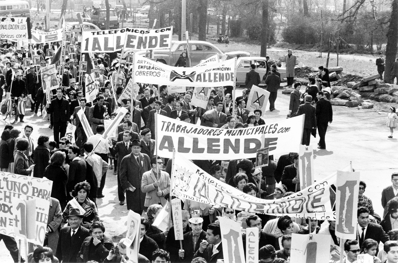 Protestas, Streikuoti, Parodyk Man, Demonstracija, 1964, Allende, Čile, Sukilimas, Parama, Minios