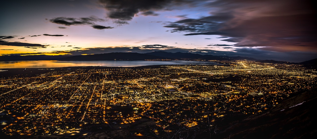 Provo, Utah, Panorama, Fotografija, Sony, Kalnas, Ilga Ekspozicija, Debesys, Miestas, Miesto Panorama
