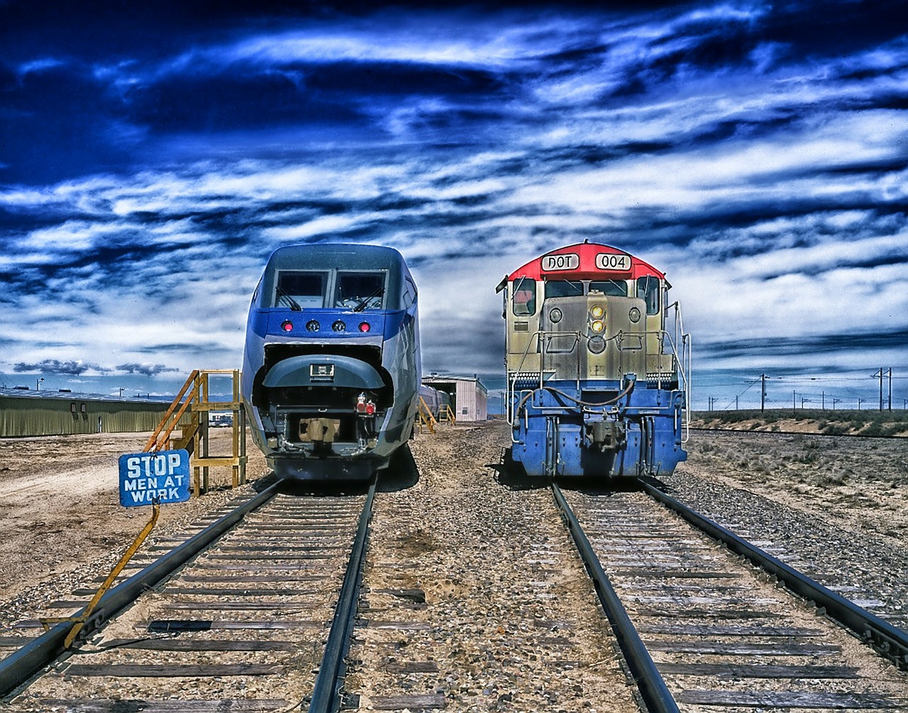 Pueblo, Colorado, Traukinys, Traukiniai, Lokomotyvai, Geležinkelis, Geležinkelis, Dangus, Debesys, Hdr