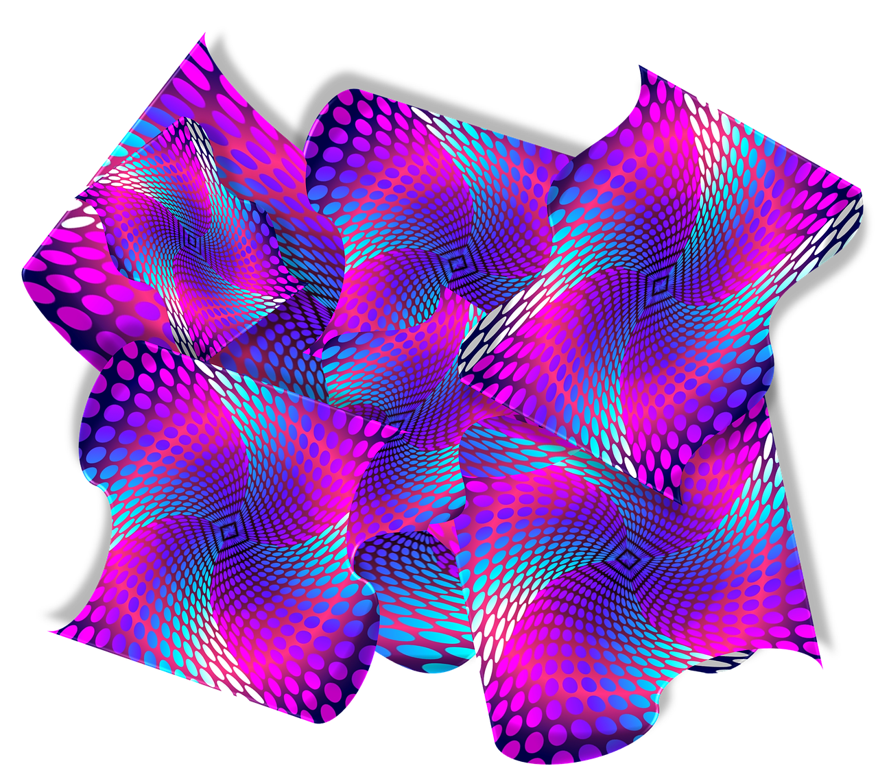 Violetinė, Mėlynas, Rožinis, 3D, Abstraktus, Taškai, Bangos, Sūkuriai, Dizainas, Modelis