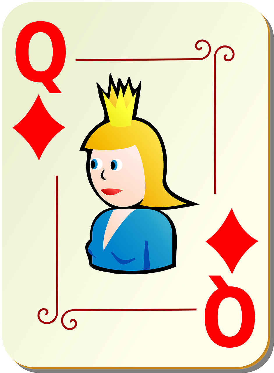 Karalienė, Deimantai, Žaidžiu Kortomis, Pokeris, Kortelė, Žaidimai, Kortelės, Žaidimas, Dekoratyvinis, Poilsis