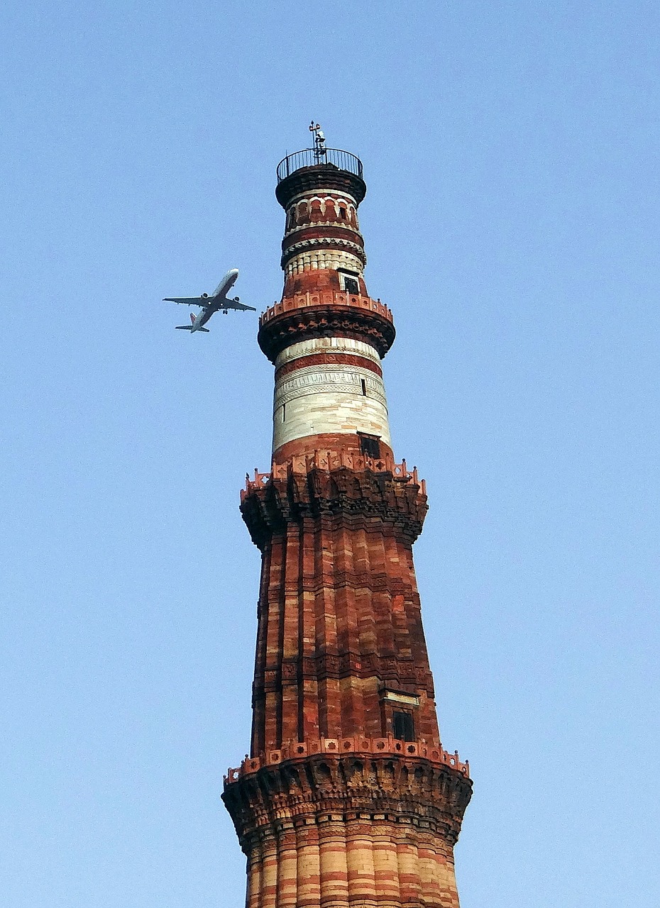 Qutab Minar, Islamo Paminklas, Unesco Pasaulio Paveldo Vieta, Delhi, Paminklas, Mūrinis Mūras, Ramstis, Lėktuvas, Paveldas, Indija