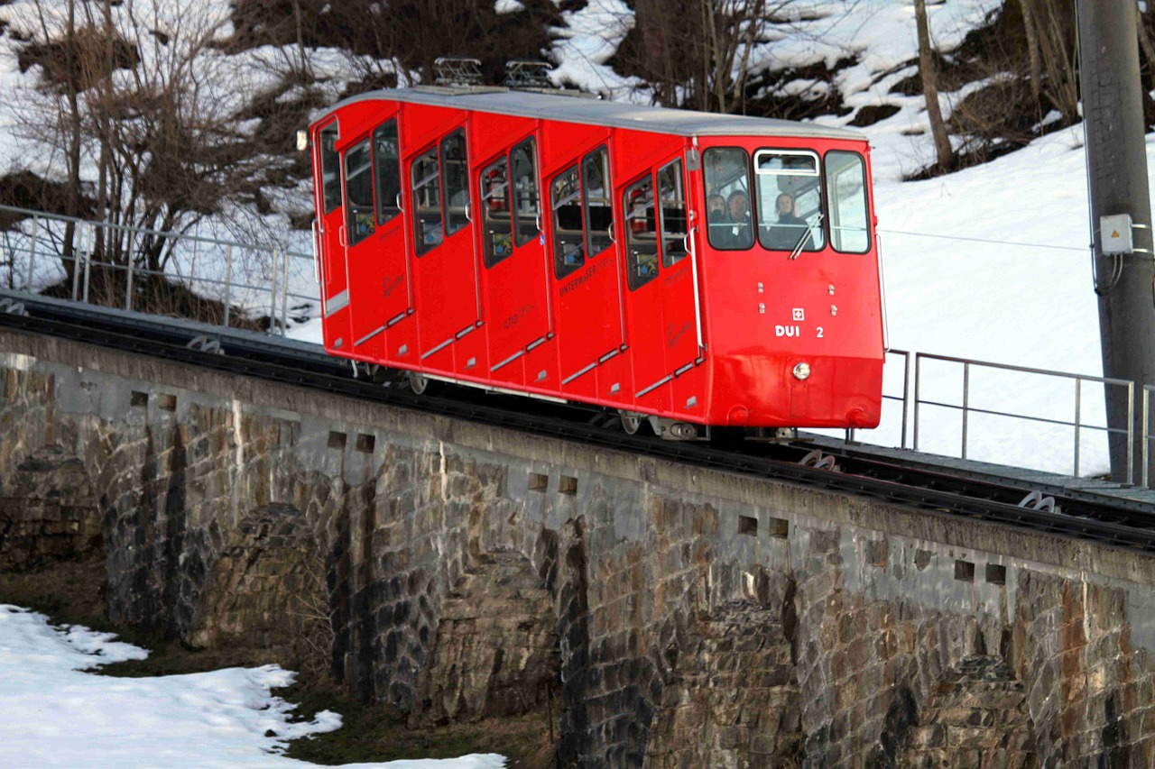 Stovo Geležinkelis, Traukinys, Atrodė, Geležinkelio Bėgiai, Šveicarija, Kalnai, Kalnų Geležinkelis, Keleiviai, Keleivių Transportas, Viešosios Transporto Priemonės