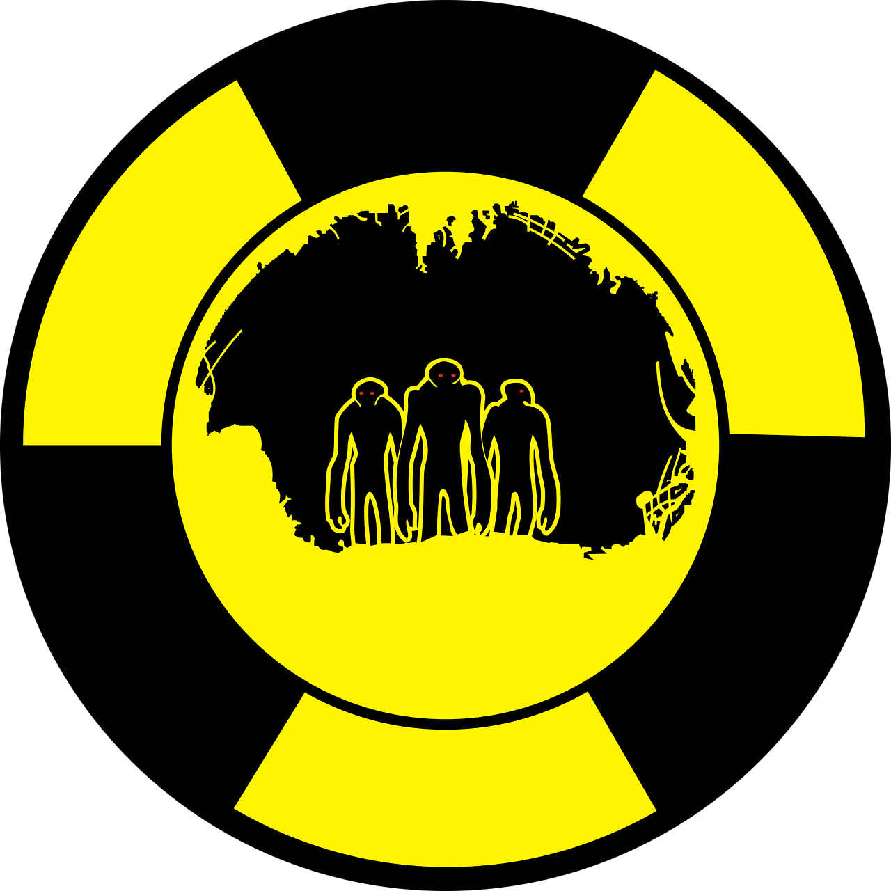 Radiacija, Personažai, Tunelis, Sunaikinimas, Radioaktyvumas, Siluetai, Monstras, Laužas, Šiukšlių, Mediena