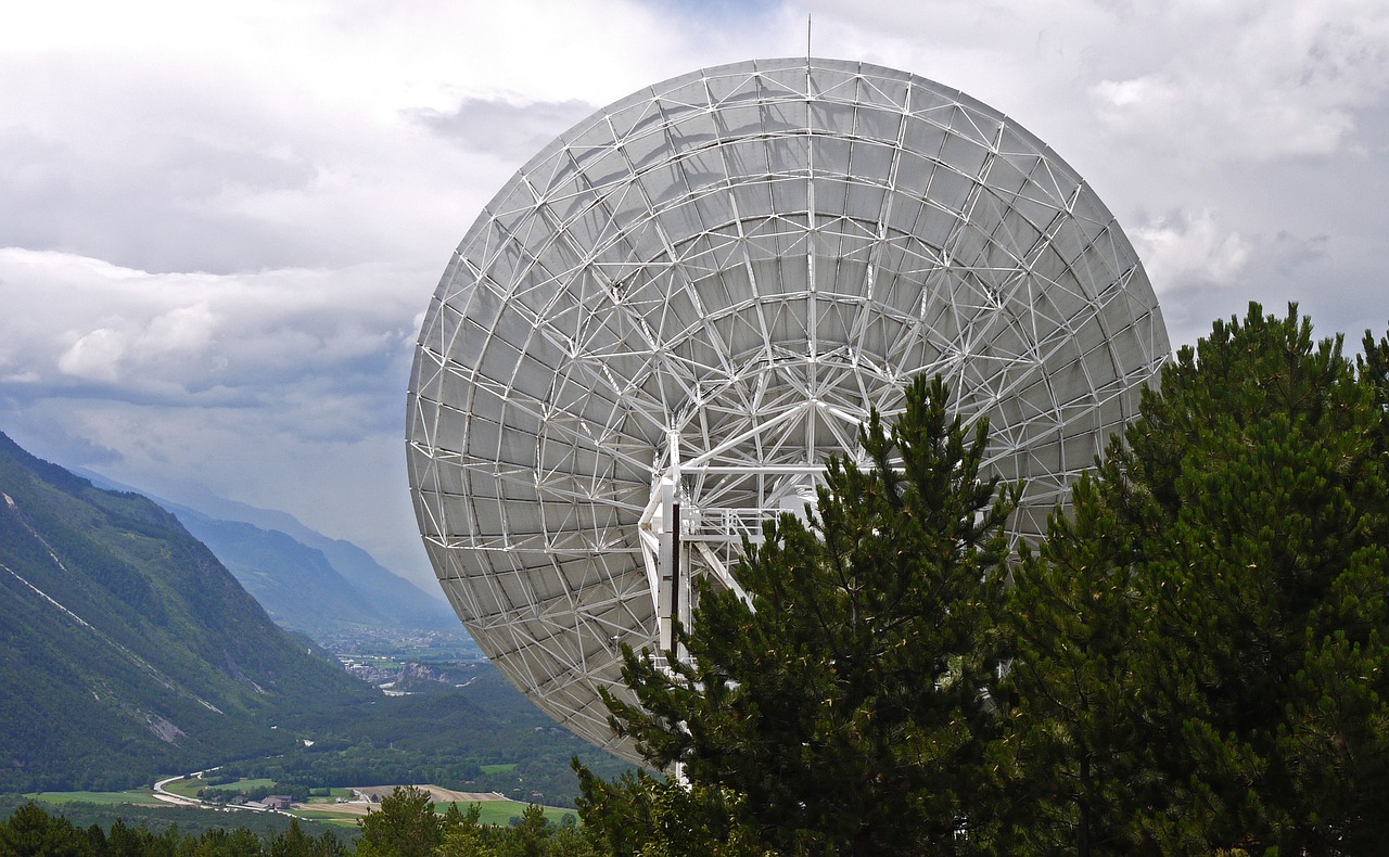 Radijo Teleskopas, Satellitenbeoabachtung, Šveicarija, Valais, Ronos Slėnis, Leuk, Paraboliniai Veidrodėliai, Aukštųjų Technologijų, Nuolydžio Mechanizmas, Observatorija