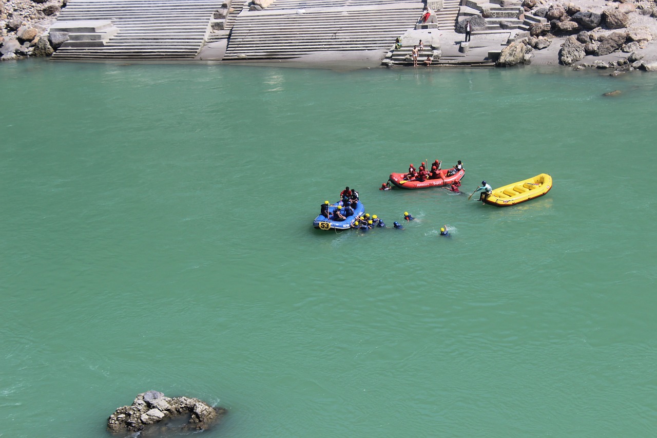 Rafting, Plaustas, Vanduo, Turizmas, Upė, Valtis, Nuotykis, Rishikesh, Uttarakhand, Žalias