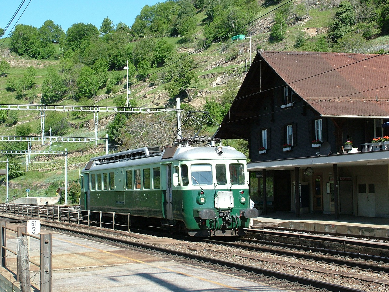 Geležinkelis, Geležinkelis, Istoriškai, Šveicarija, Bs, Bls Südrampe, Ausserberg, 2004, Nemokamos Nuotraukos,  Nemokama Licenzija