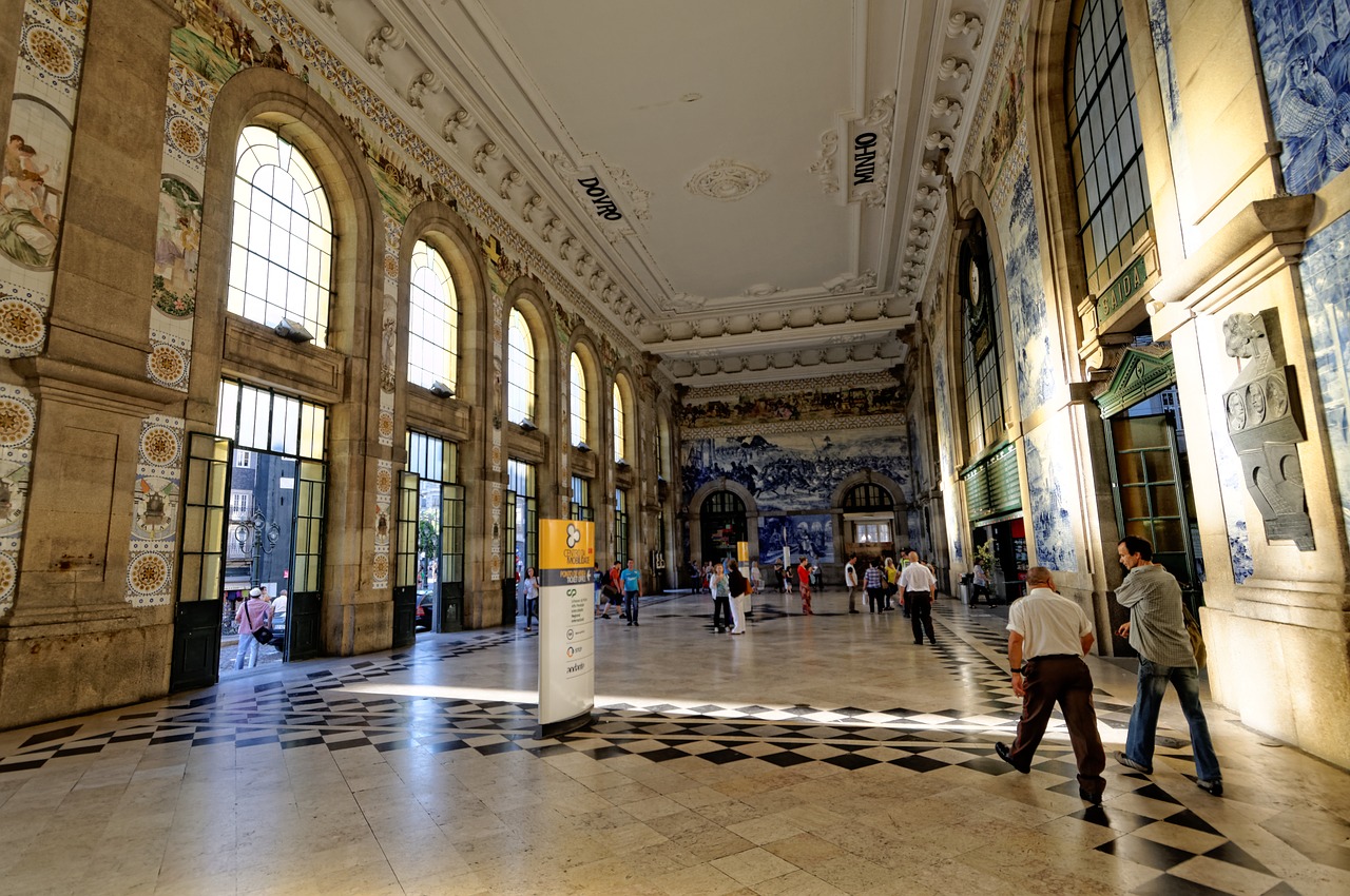 Traukinių Stotis, Porto, Portugal, Azulejos, Plytelės, Modelis, Istoriškai, Turizmas, Plytelės, Keramika