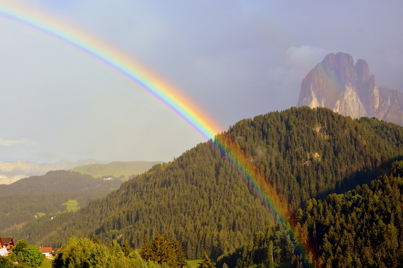 Vaivorykštė, Dolomitai, Kalnas, Miškas, Sassolungo, Dangus, Nemokamos Nuotraukos,  Nemokama Licenzija