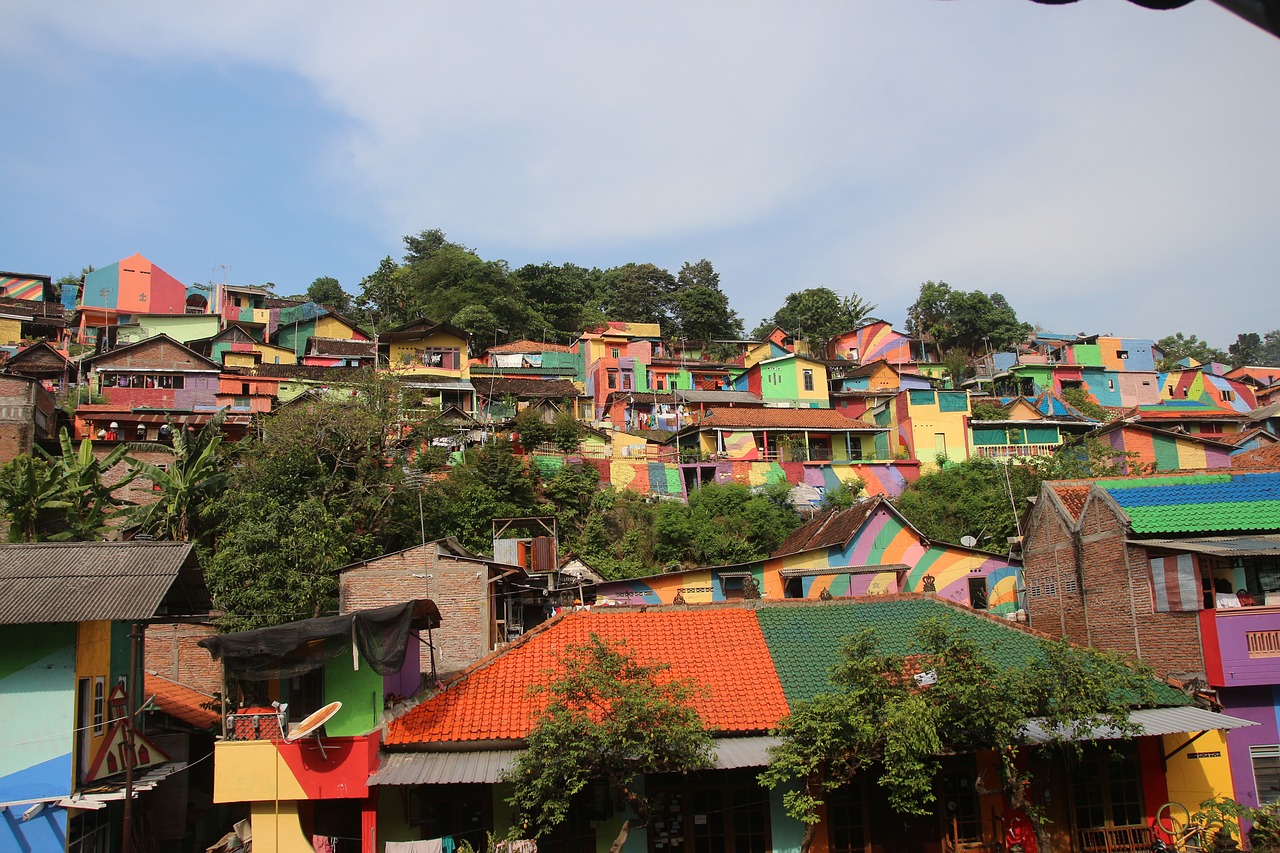 Rainbow Kaime,  Vaivorykštė,  Kaimas,  Semarang,  Centrinis Java,  Java,  Rainbow Kaime,  Indonezija,  Azijoje,  Lauko
