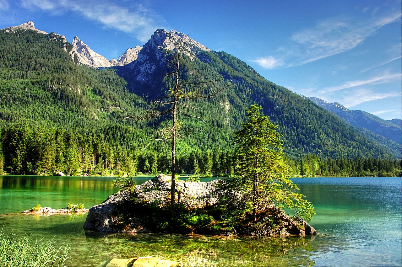 Ramsau,  Hintersee,  Alpine,  Pobūdį,  Berchtesgaden,  Bavarija,  Kalnai,  Kraštovaizdis,  Vandens,  Ežeras