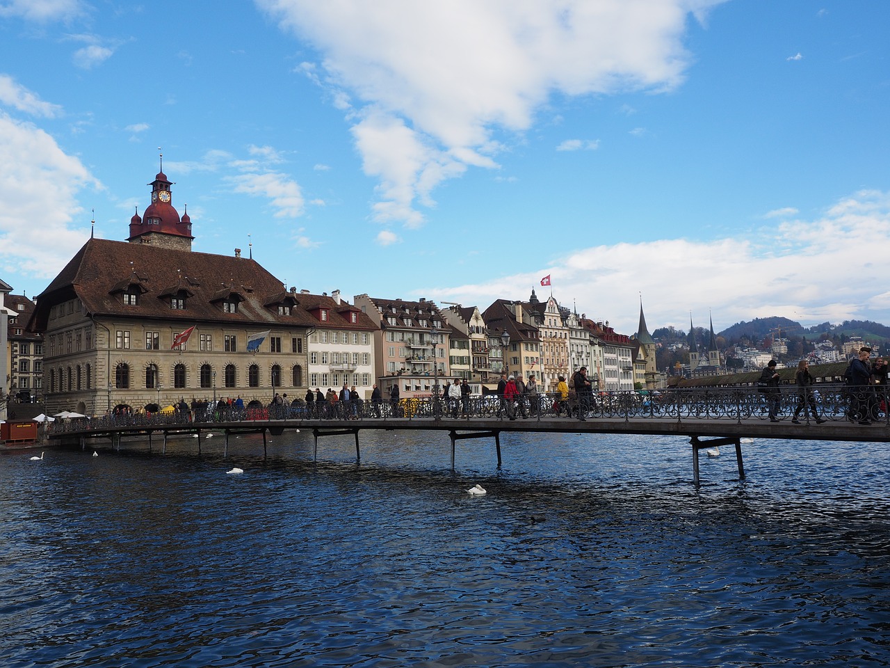 Rathaussteg, Pėsčiųjų Nuoroda, Liucernos, Rathaus Brauerei, Ežero Lucerne Regionas, Vanduo, Miestas, Senamiestis, Lankytinos Vietos, Nemokamos Nuotraukos