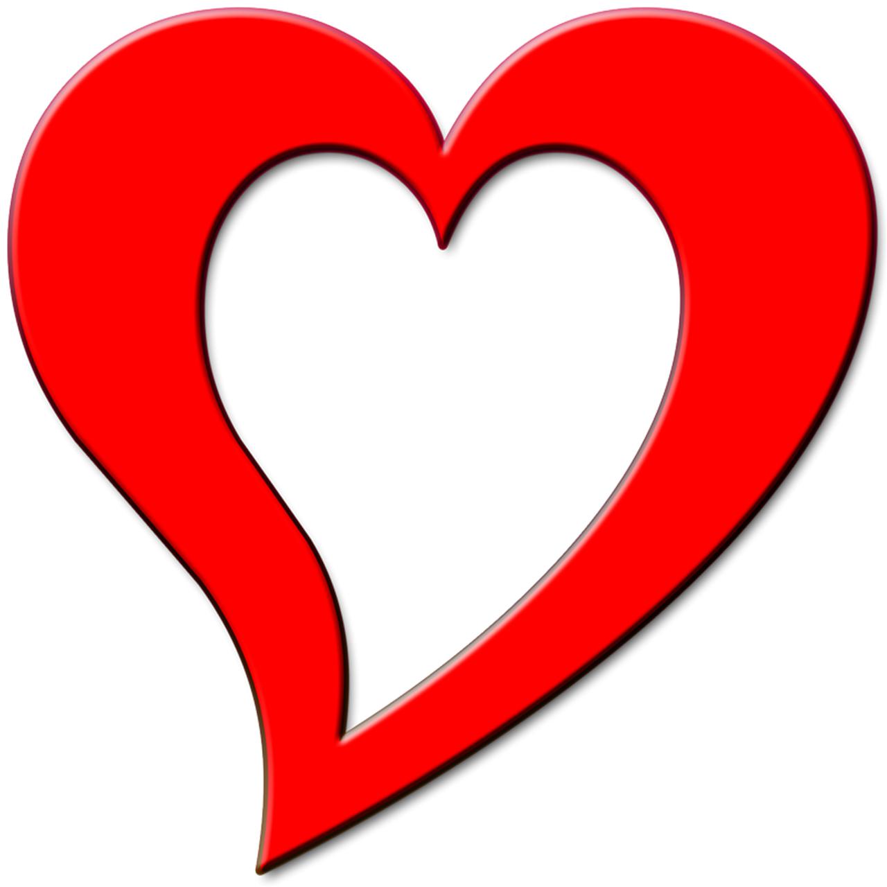 Raudona, Širdis, Kontūrai, Dizainas, Meilė, Valentine, Diena, Romantika, Romantiškas, Dovanos