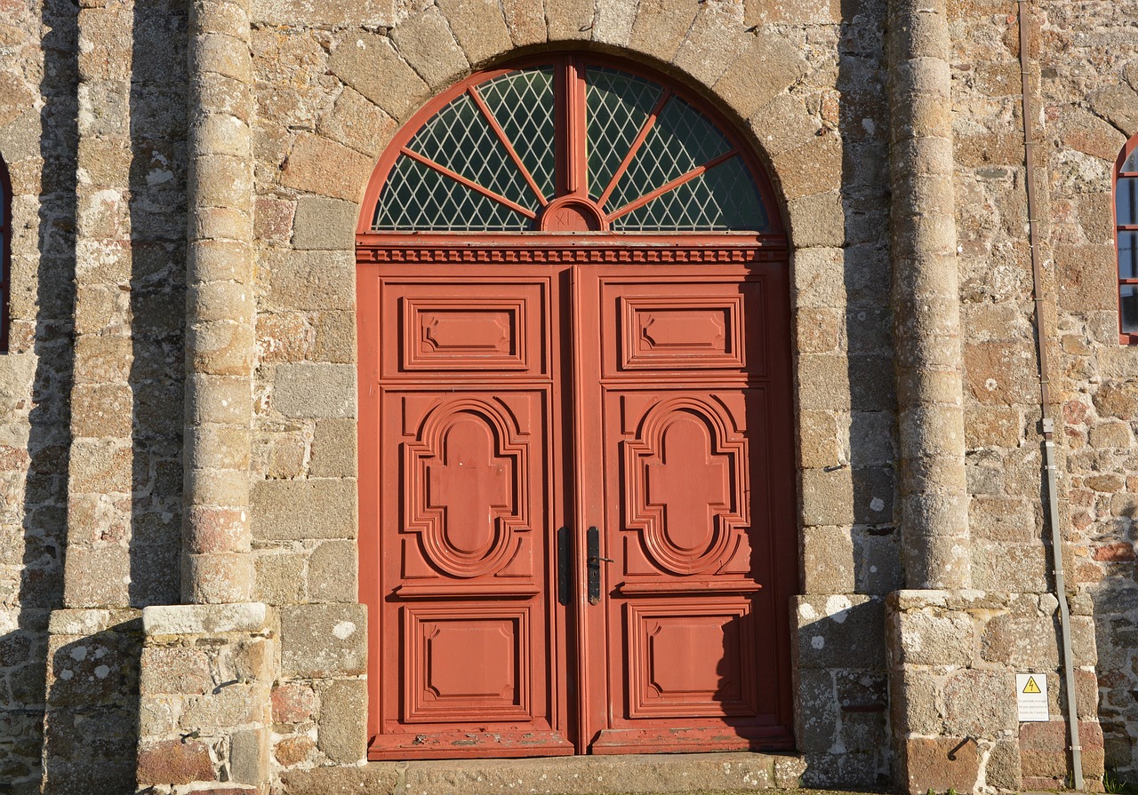 Raudona Portalas, Bažnyčia, Religiniai Paminklai, Cherrueix Ille Et Vilaine, Portalo Bažnyčia, Architektūra, Paveldas, Religija, Durys, Brittany