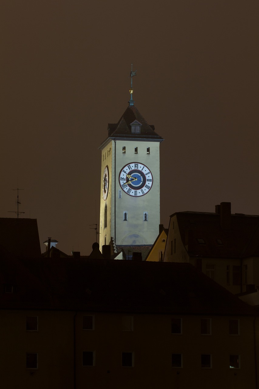 Regensburgas, Miesto Bokštas, Naktis, Nemokamos Nuotraukos,  Nemokama Licenzija