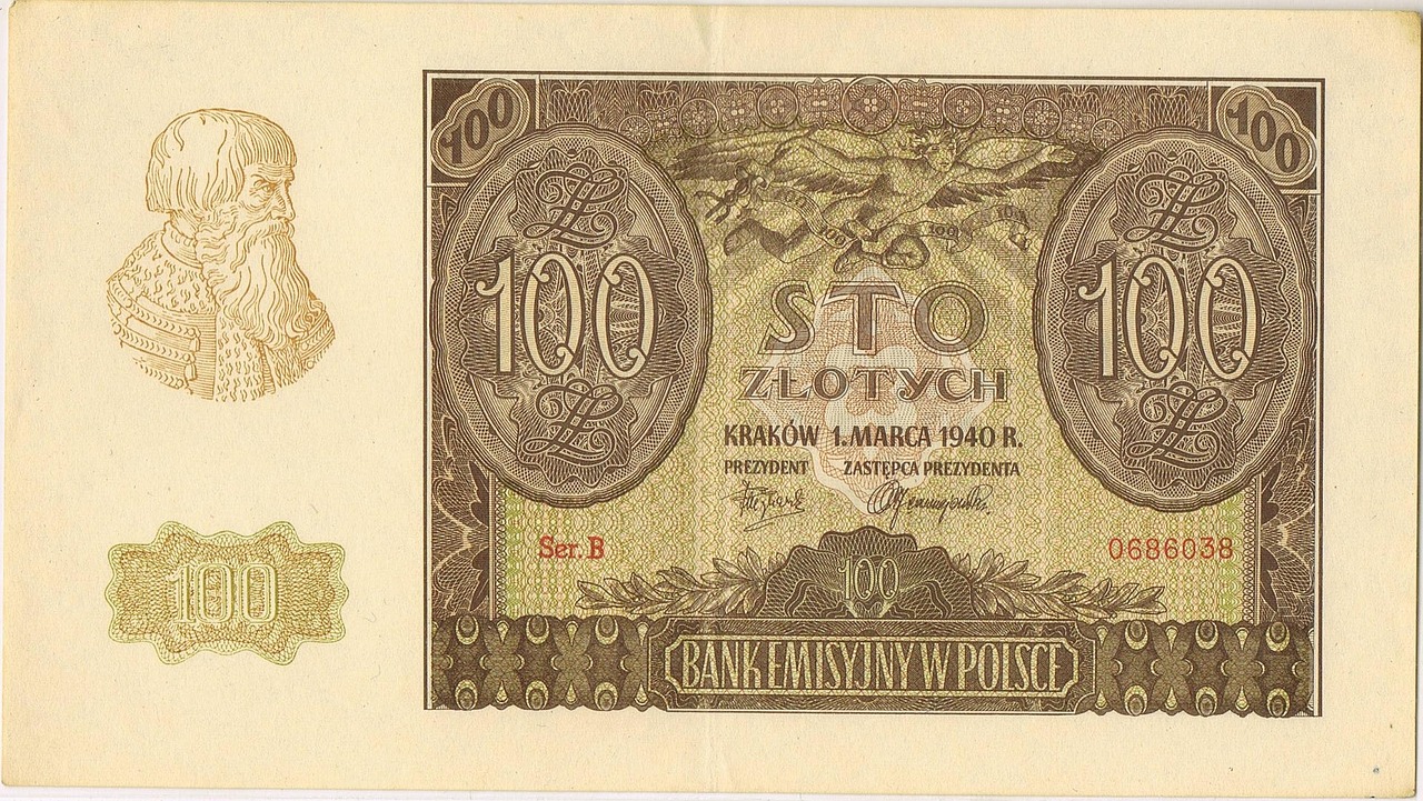 Reichsmark,  Banknotai,  Vokiečių,  Pinigai,  Pastaba,  Popierius,  Finansai,  Valiuta,  Zlotas,  Vertė