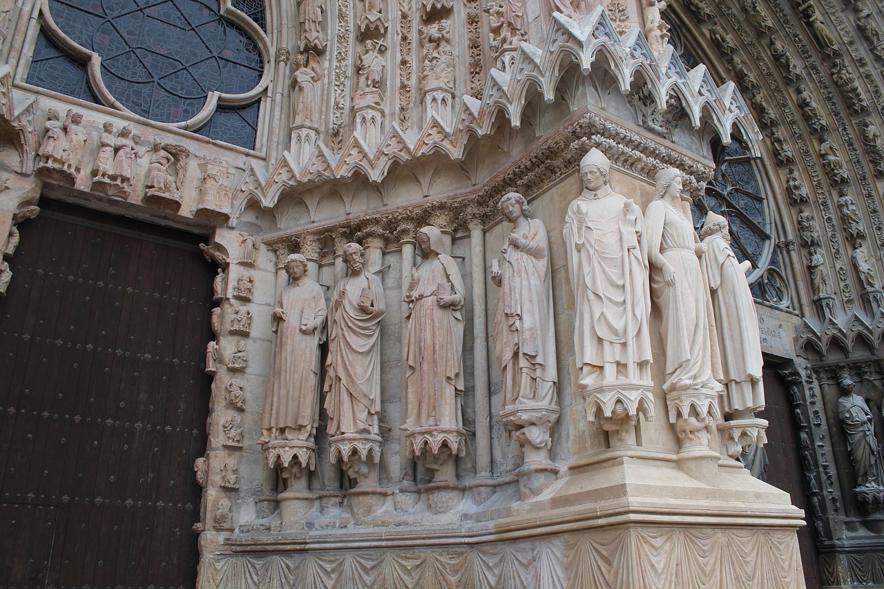 Reimsas, Katedra, Statula, Šventųjų, Religija, Istorija, Bažnyčia, Gotika, France, Angelai