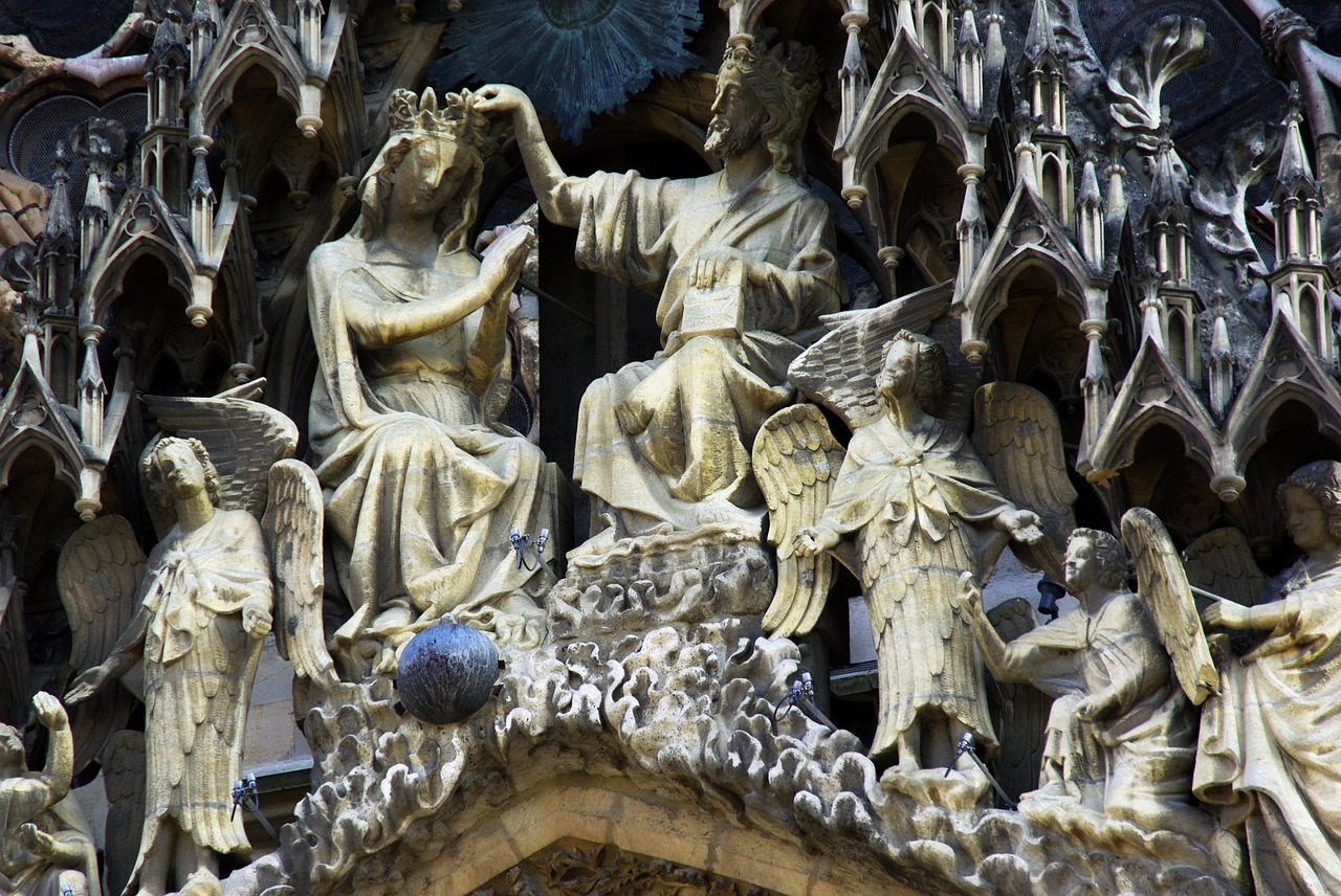 Reimsas, Katedra, Skulptūros, Statulos, Mary, Religija, Gotika, Šventųjų, Veranda, Krikščionis