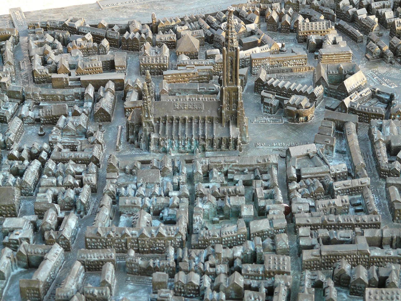 Palengvėjimas, Žemėlapis, Ulmi Katedra, Münsteris, Ulm, Metalinė Lėkštė, Bronzos Reljefas, Pagalbos Planas, Taktiškas Žemėlapis, Raktai