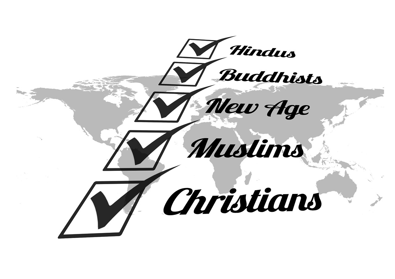 Religija, Tikėjimas, Krikščionybė, Islamas, Hinduizmas, Budizmas, Judaizmas, Naujasis Amžius, Dievas, Kablys