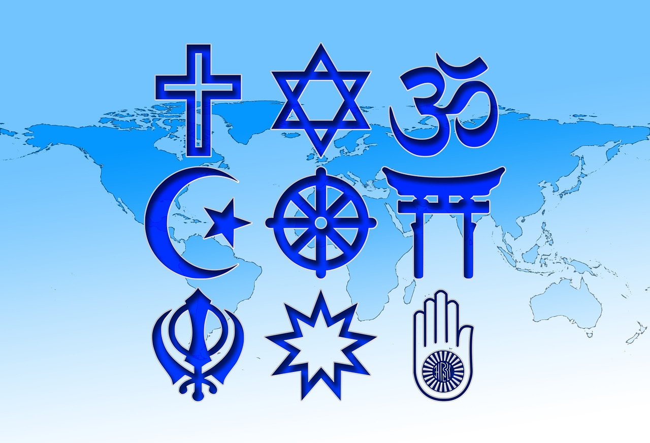 Religija, Tikėjimas, Krikščionybė, Islamas, Hinduizmas, Budizmas, Judaizmas, Naujasis Amžius, Dievas, Lygus