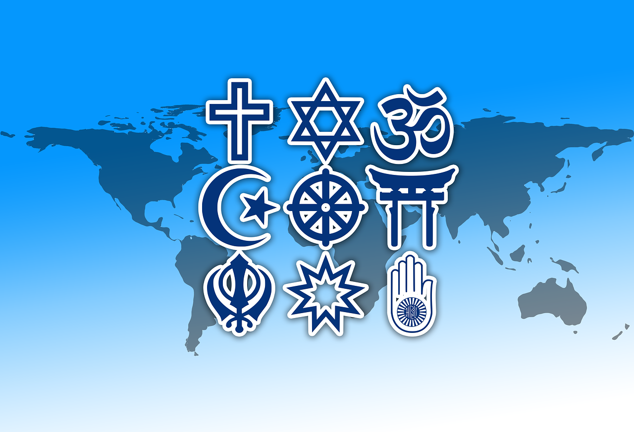 Religija, Tikėjimas, Krikščionybė, Islamas, Hinduizmas, Budizmas, Judaizmas, Naujasis Amžius, Dievas, Lygus