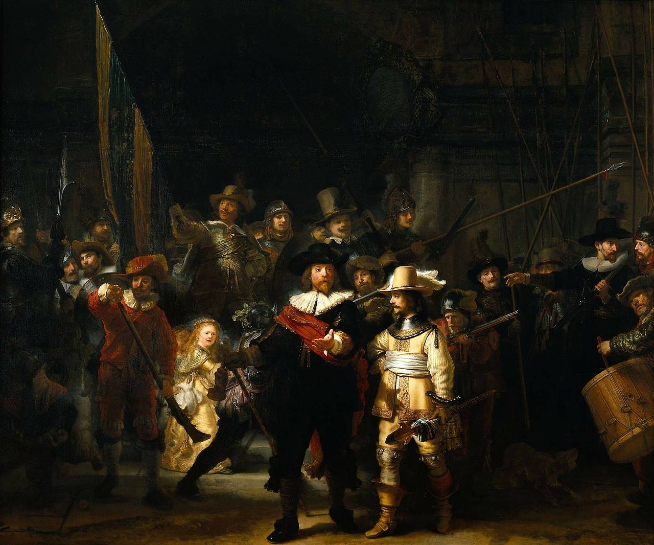 Rembrandt Van Rijn, Dailininkas, Menininkai, Naktinis Laikrodis, Tapyba Aliejiniais Dažais, Drobė, Dažymas, Menas, Meno Kūriniai, 1642