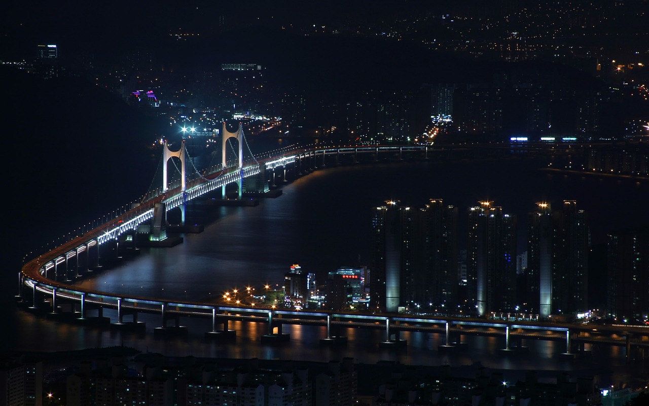 Korėjos Respublika, Busan, Tiltas, Smėlio, Jūra, Kraštovaizdis, Architektūra, Kelionė, Haeundae Paplūdimys, Nemokamos Nuotraukos