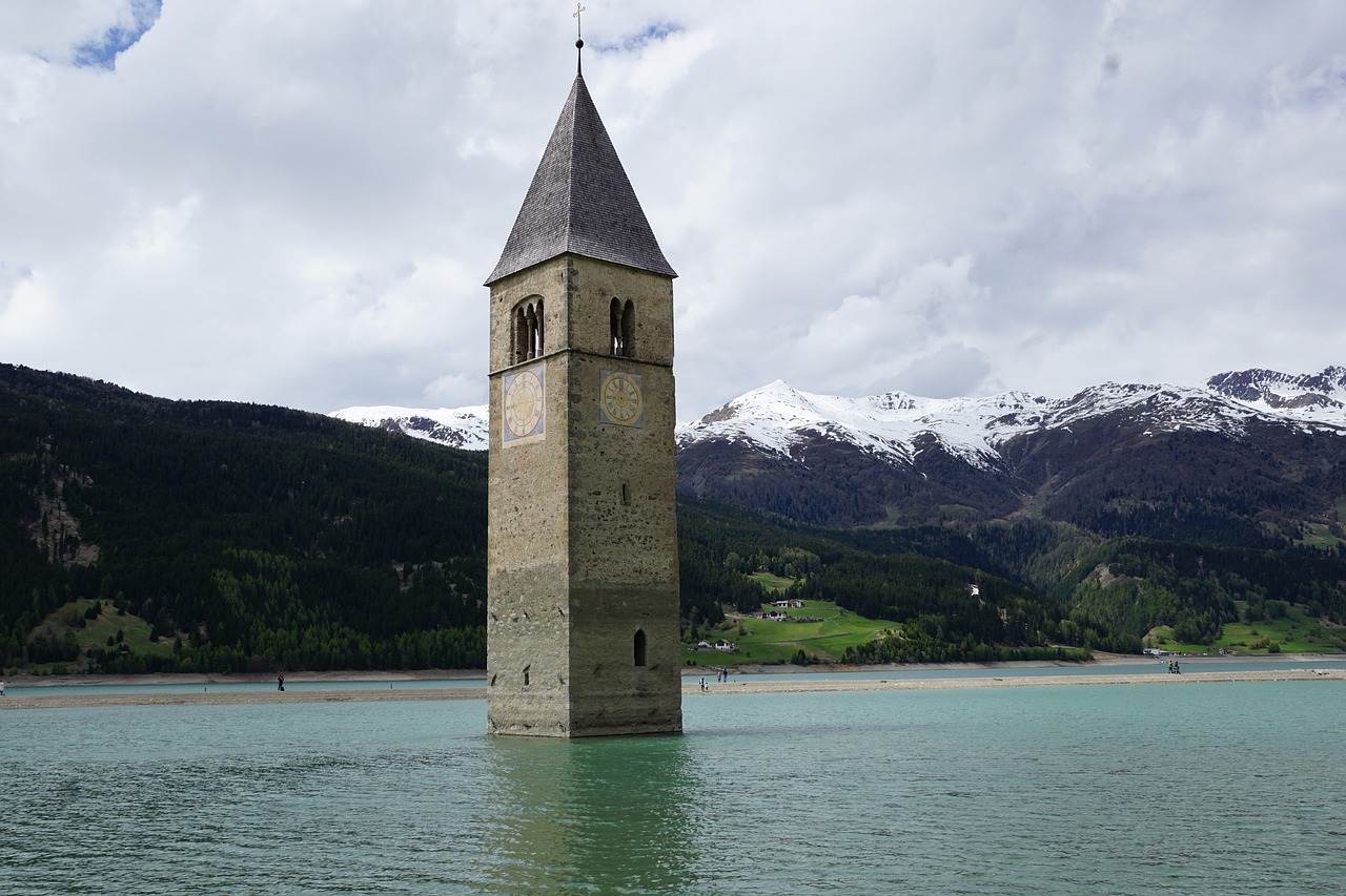 Reschensee, Vingio Venosta, Resia Ežeras, St Valentin Auf Der Haide, Kaschon, Adige, Upė, Ežeras, Gamta, Mėgautis