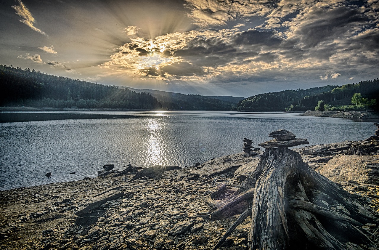 Rezervuaras,  Kraštovaizdis,  Ežeras,  Pobūdį,  Vandens,  Debesys,  Dangus,  Bankas,  Nuotaika,  Abendstimmung