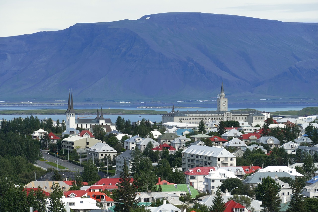 Reikjavikas, Iceland, Panorama, Bažnyčia, Kalnai, Атлантический, Jūra, Vaizdas, Perspektyva, Nemokamos Nuotraukos