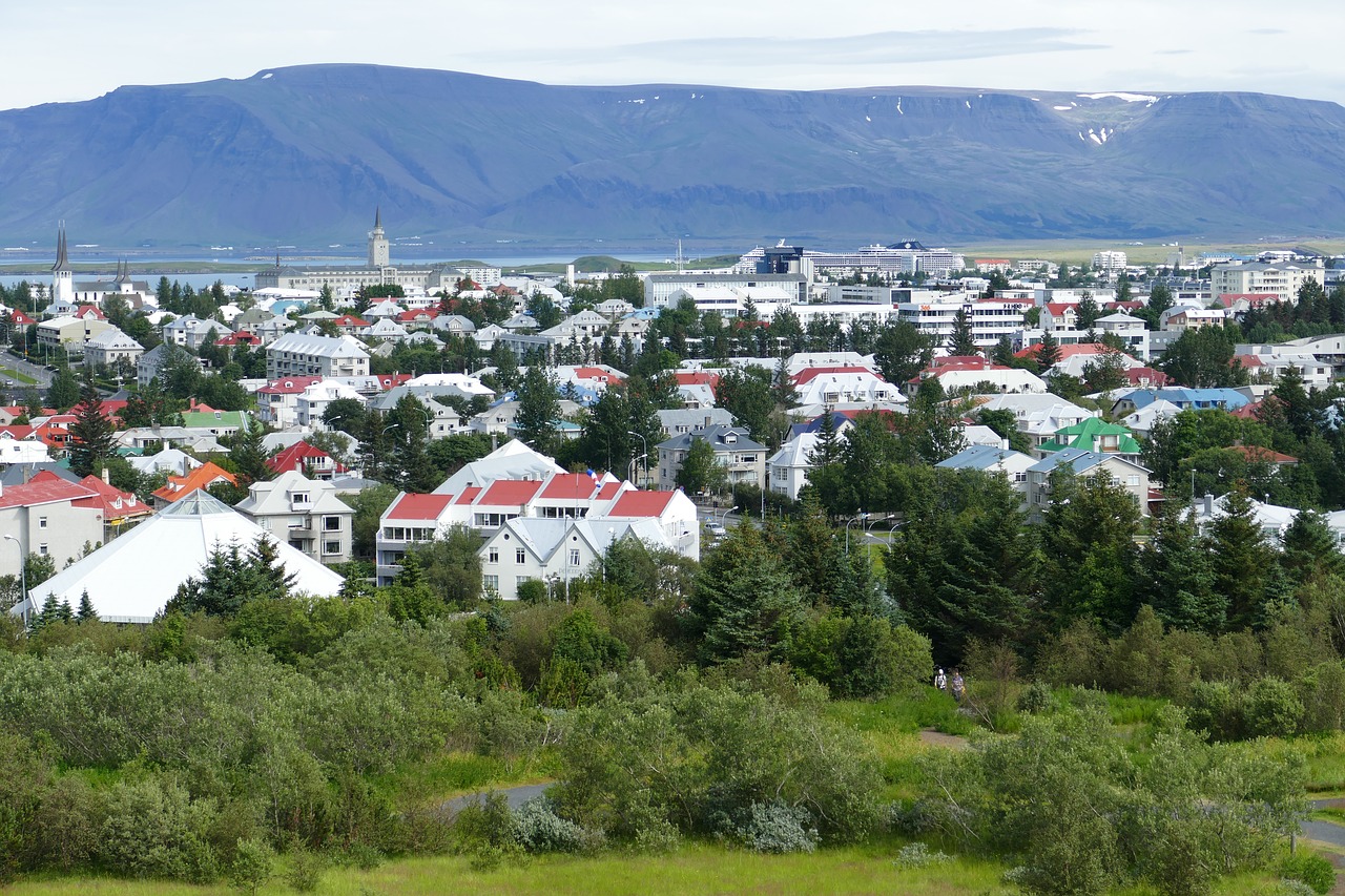 Reikjavikas, Iceland, Panorama, Bažnyčia, Kalnai, Атлантический, Jūra, Vaizdas, Perspektyva, Nemokamos Nuotraukos