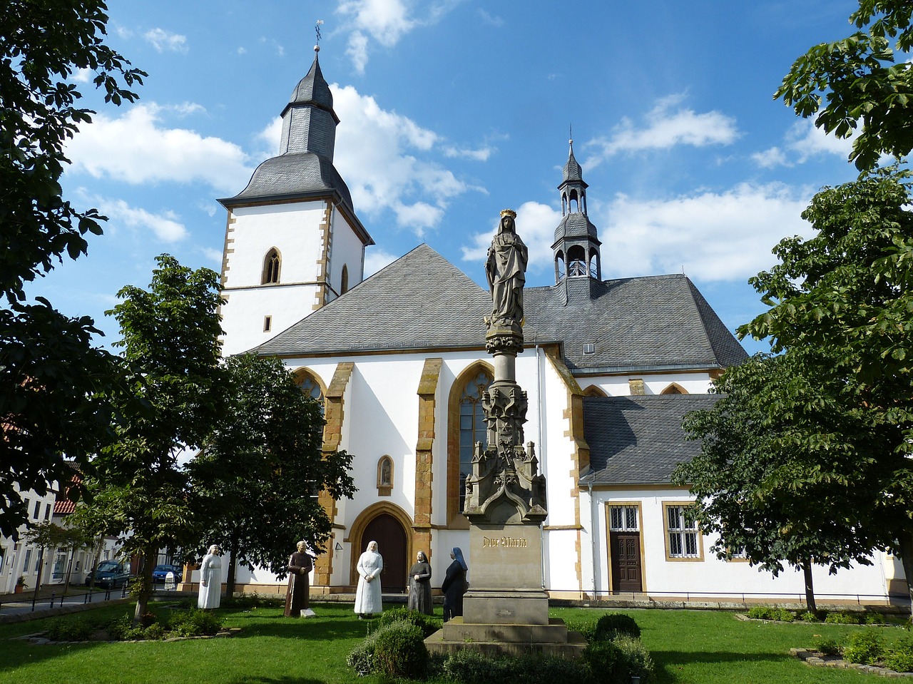 Rheda-Wiedenbrück, Šiaurės Reinas, Vestfalija, Bažnyčia, Senamiestis, Istoriškai, Ramstis, Skulptūra, Marija, Figūra