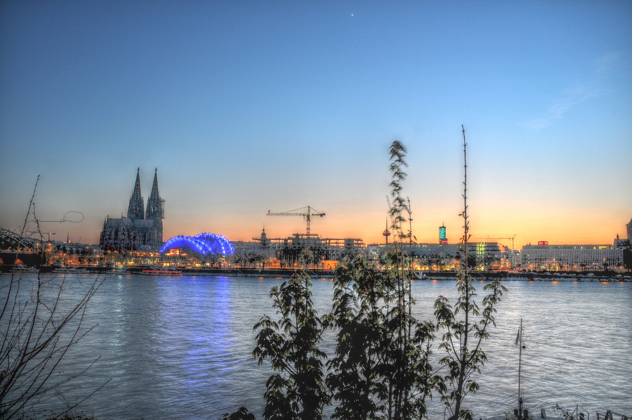 Rheinpanoramas Kelne, Rinas, Kelnas, Hdr, Abendstimmung, Vanduo, Upė, Miestas, Vakaras, Apgyvendinimas