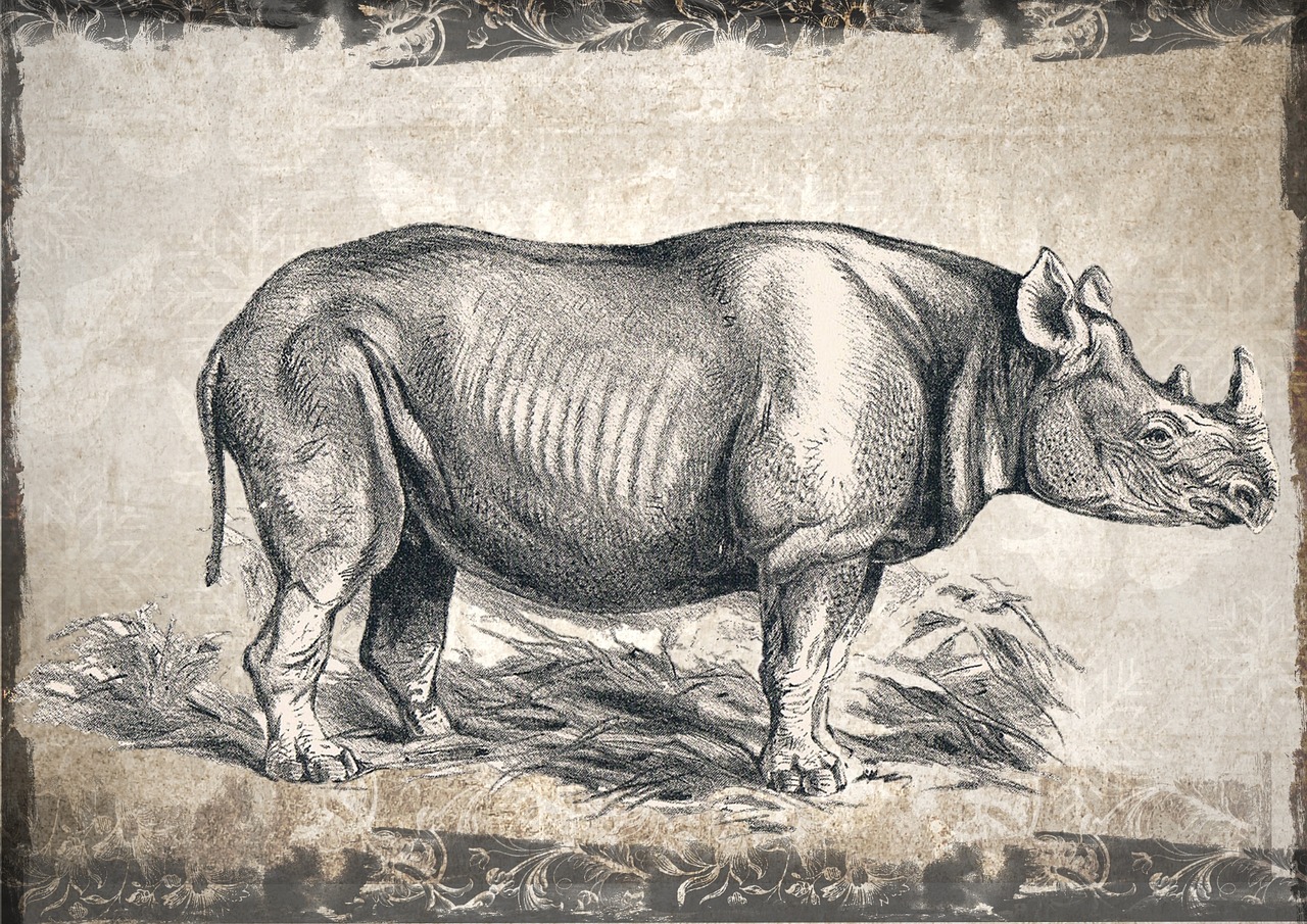 Rhino, Raganos, Laukinė Gamta, Gyvūnas, Laukiniai, Gamta, Piešimas, Afrikos, Afrika, Safari