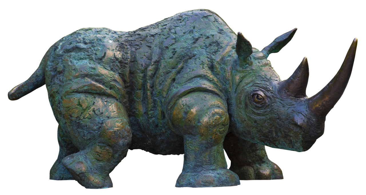 Rhino, Ragas, Pachyderm, Ragai, Didelis Žaidimas, Galva, Gyvūnų Portretas, Gyvūnų Pasaulis, Statula, Bronza