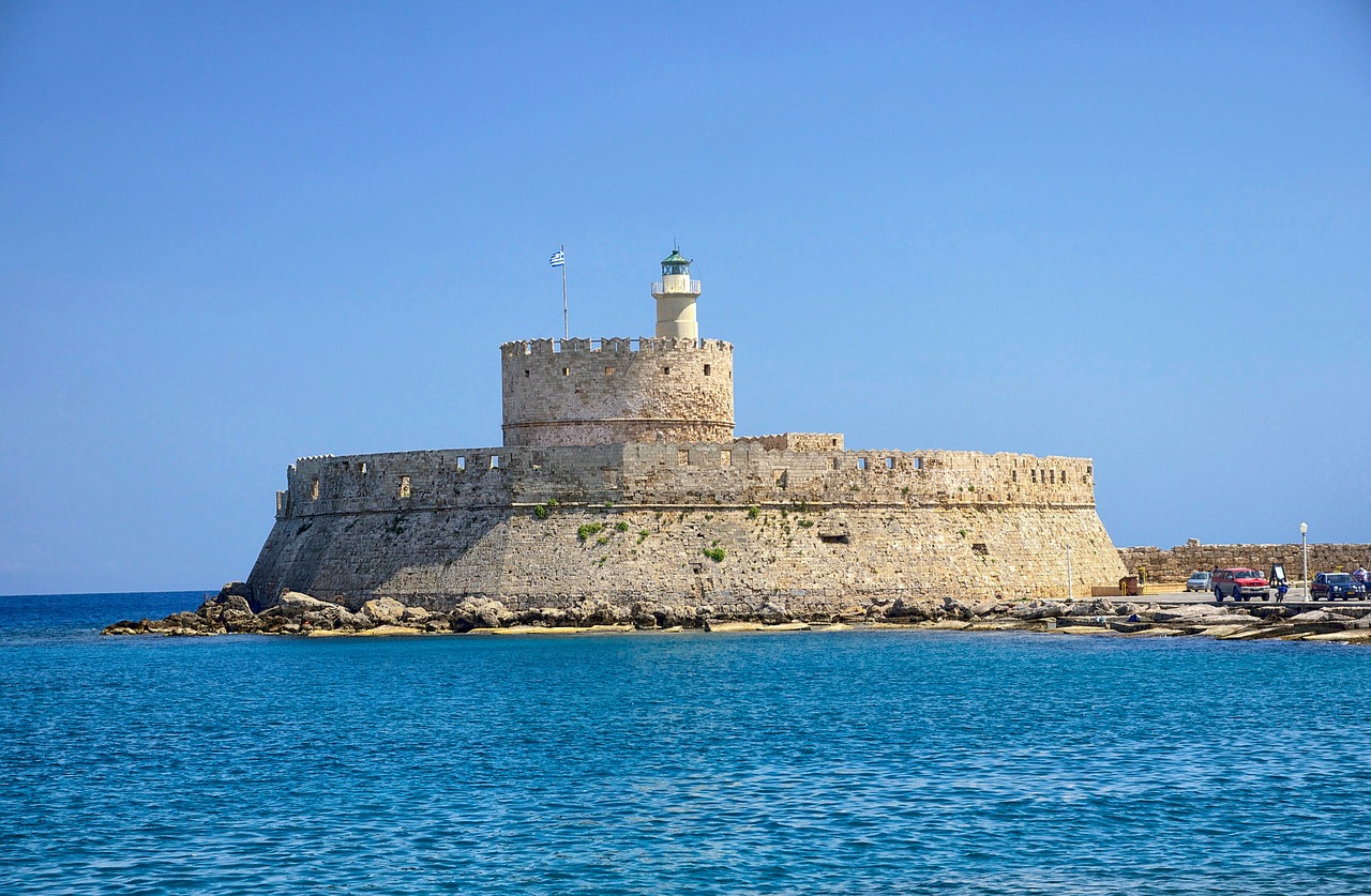 Rhodes, Graikija, Fort Saint Nicolas, Tvirtovė, Pilis, Architektūra, Orientyras, Istorinis, Dangus, Debesys