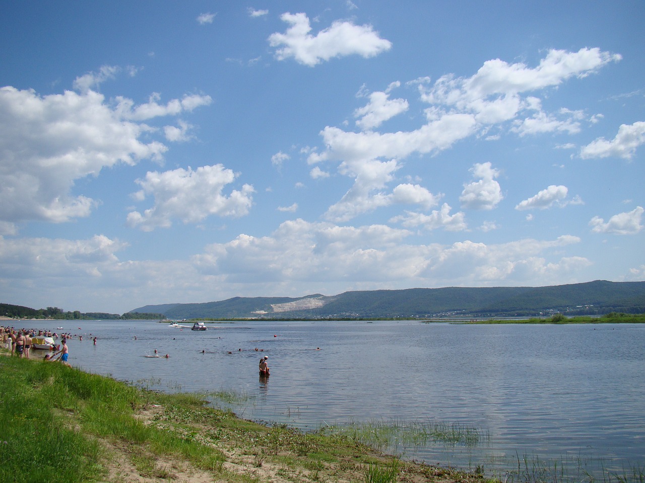 Upė, Platus, Volga, Rusija, Samara, Dangus, Debesys, Maudyklos, Kraštovaizdis, Dahl