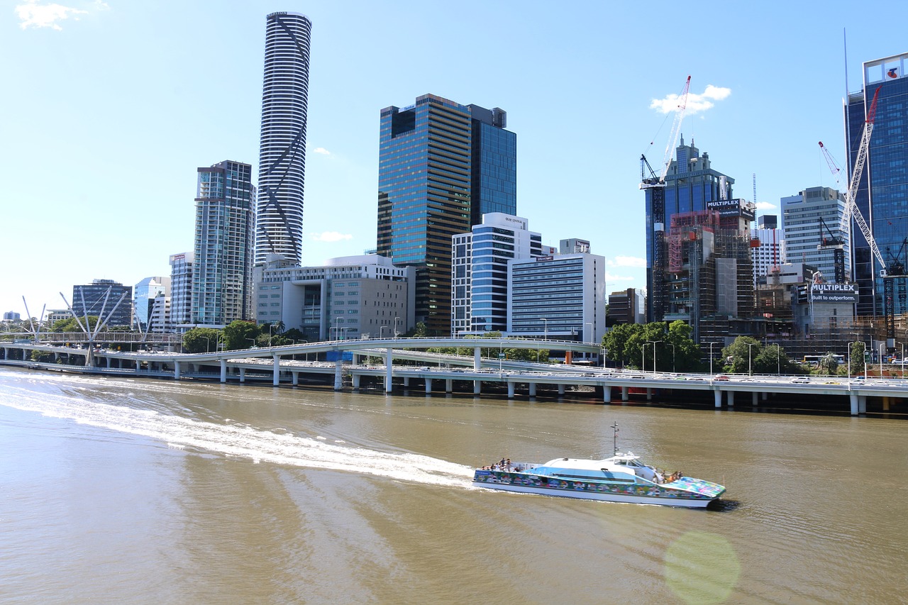 Upė, Brisbane, Queensland, Australia, Miestas, Tiltas, Panorama, Miesto Panorama, Architektūra, Dangus
