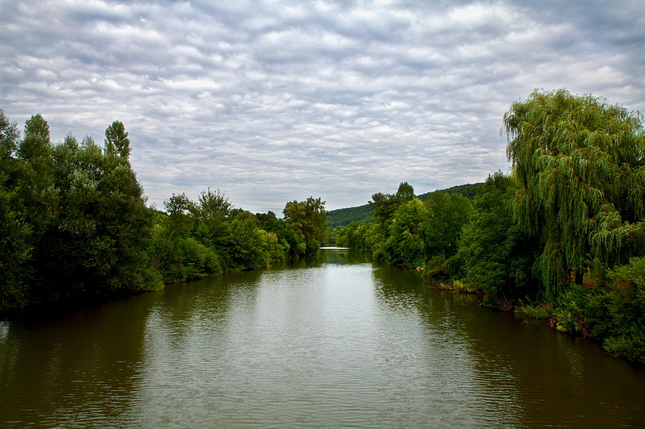 Upė, Vanduo, Gamta, Kraštovaizdis, Bankas, Nuotaika, Romantiškas, Atmosfera, Medžiai, Debesys