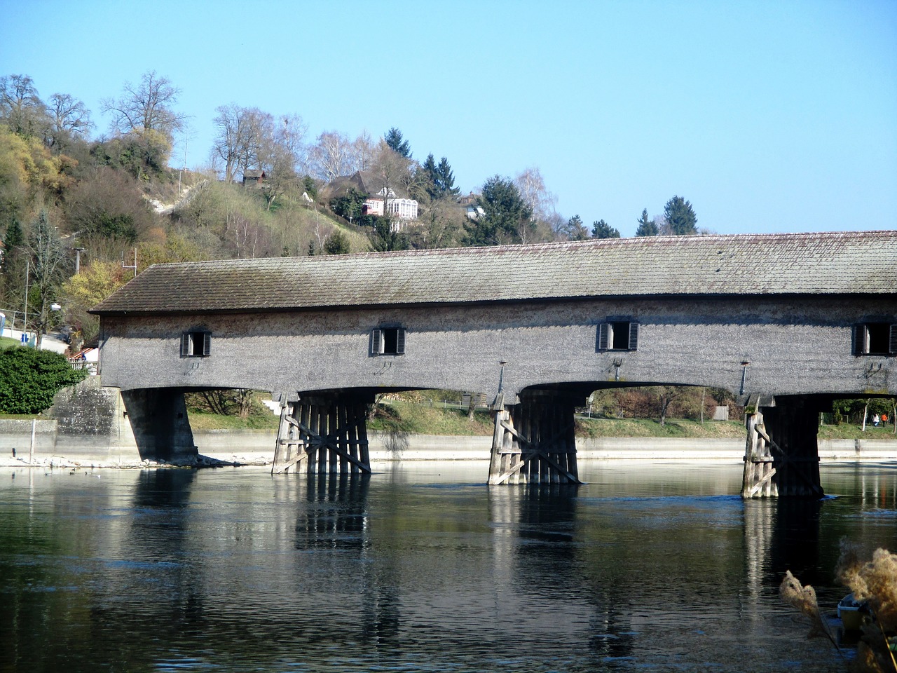 Upė, Tiltas, Medinis Tiltas, Rheinbrücke, Šveicarijos Vokietis, Rinas, Diessenhofen, Thurgau, Šveicarija, Nemokamos Nuotraukos