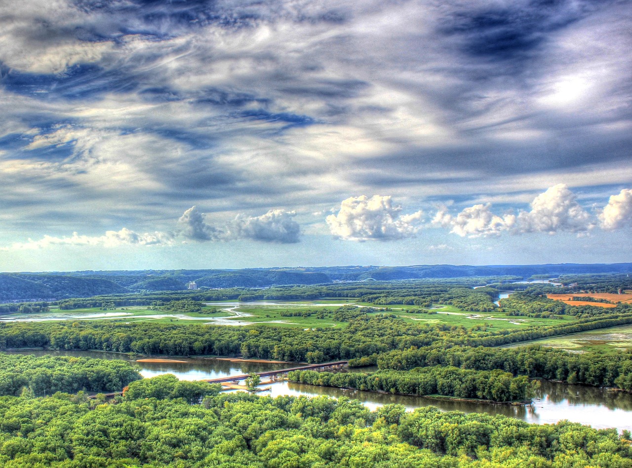 Upė, Kraštovaizdis, Gamta, Wyalusing, Valstybė, Parkas, Viskonsinas, Usa, Vaizdingas, Žalias