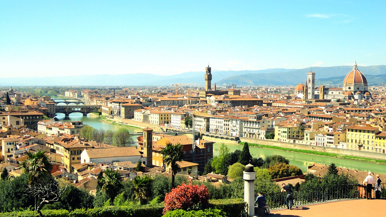 Upė Arno, Italy, Atspindys, Upė, Viduržemio Jūros, Debesys, Twilight, Saulėlydis, Europa, Florencija