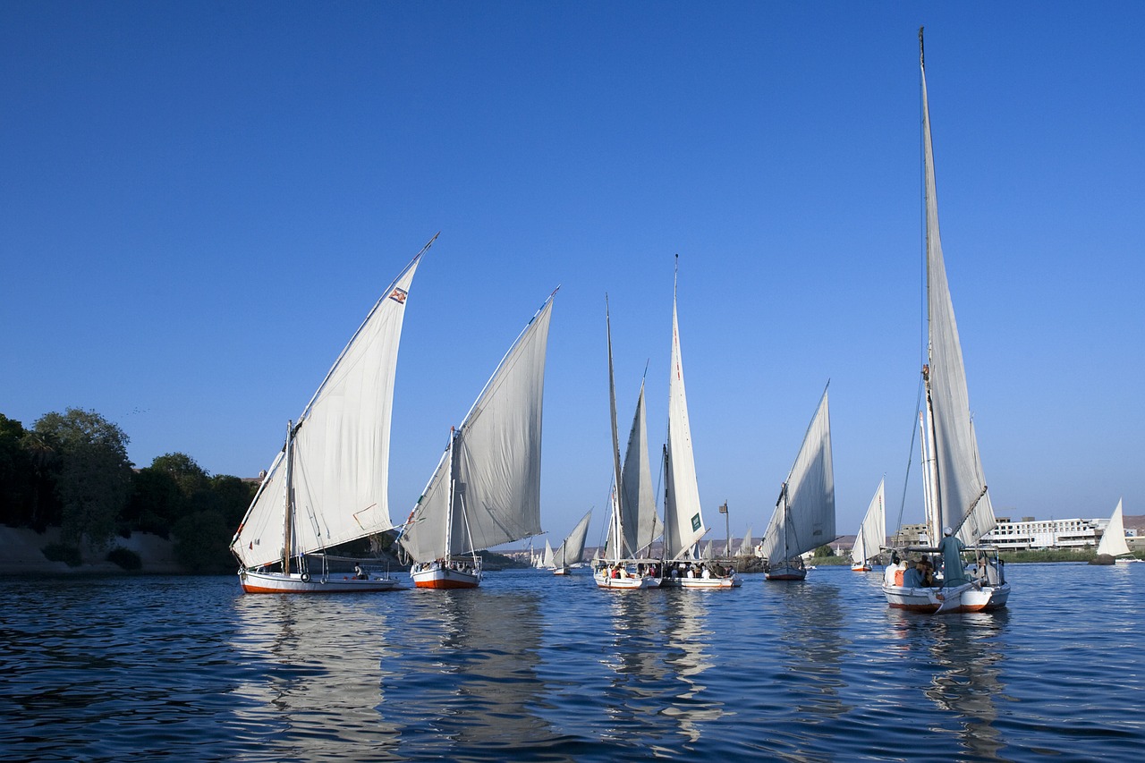 Upės Nulis, Egiptas, Dhows, Mėlynas Dangus, Apmąstymai, Nemokamos Nuotraukos,  Nemokama Licenzija