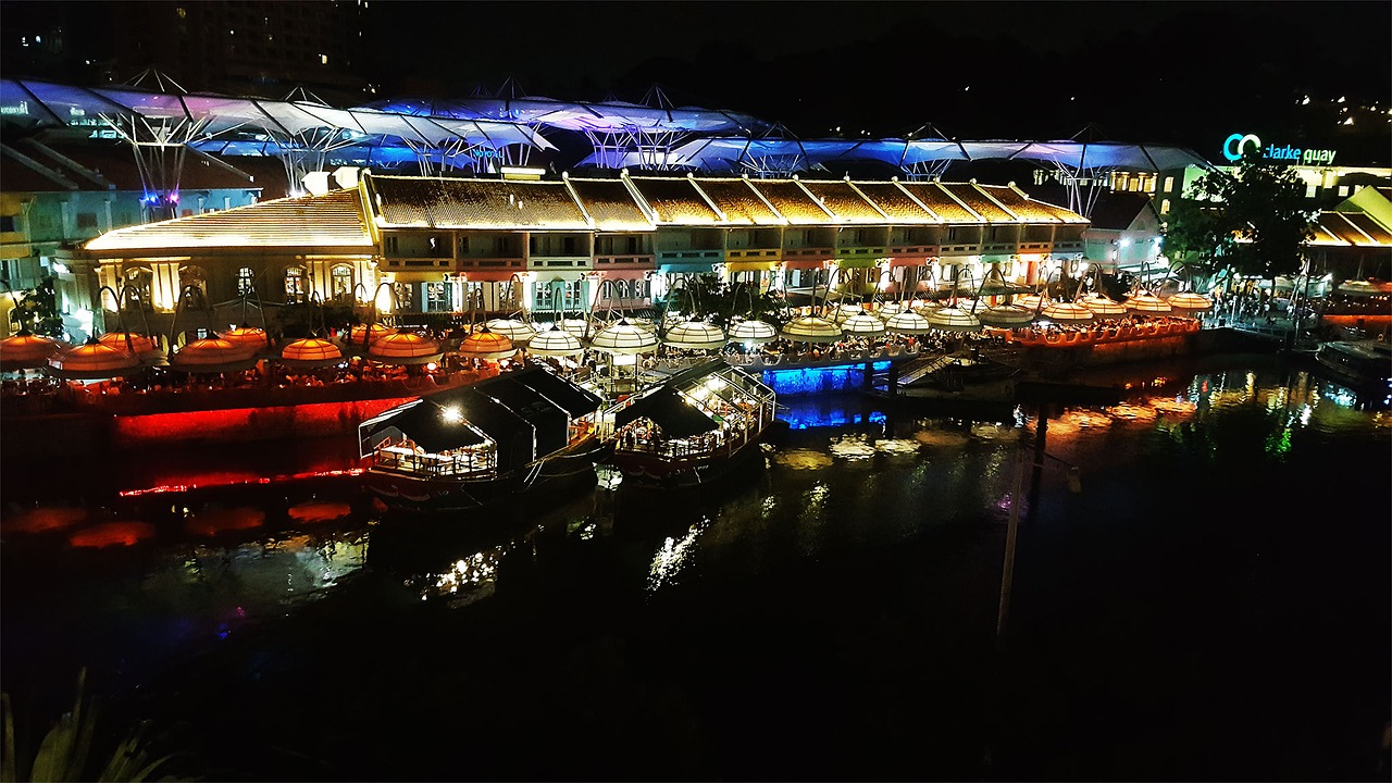 Riverside, Clarke Krantinė, Singapūras, Naktinis Gyvenimas, Upė, Naktis, Kelionė, Kranto, Valtis, Turizmas